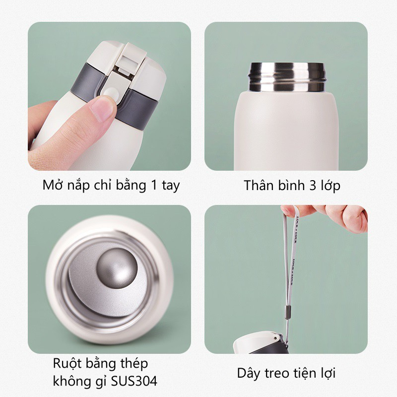 Mô tả Bình Giữ Nhiệt LocknLock Chubby Tumbler LHC3233 370ml - Hàng Chính Hãng, Có Dây Treo, Thép Không Gỉ - JoyMall - 2