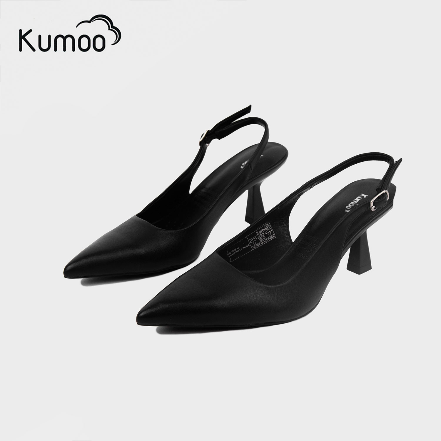 Mô tả Giày Cao Gót Mũi Nhọn KUMOO JESSI HEEL Giày Slingback GCG-KUMO-022-A Màu Đen Da Thật Vừa Vặn Mềm Mại - 1