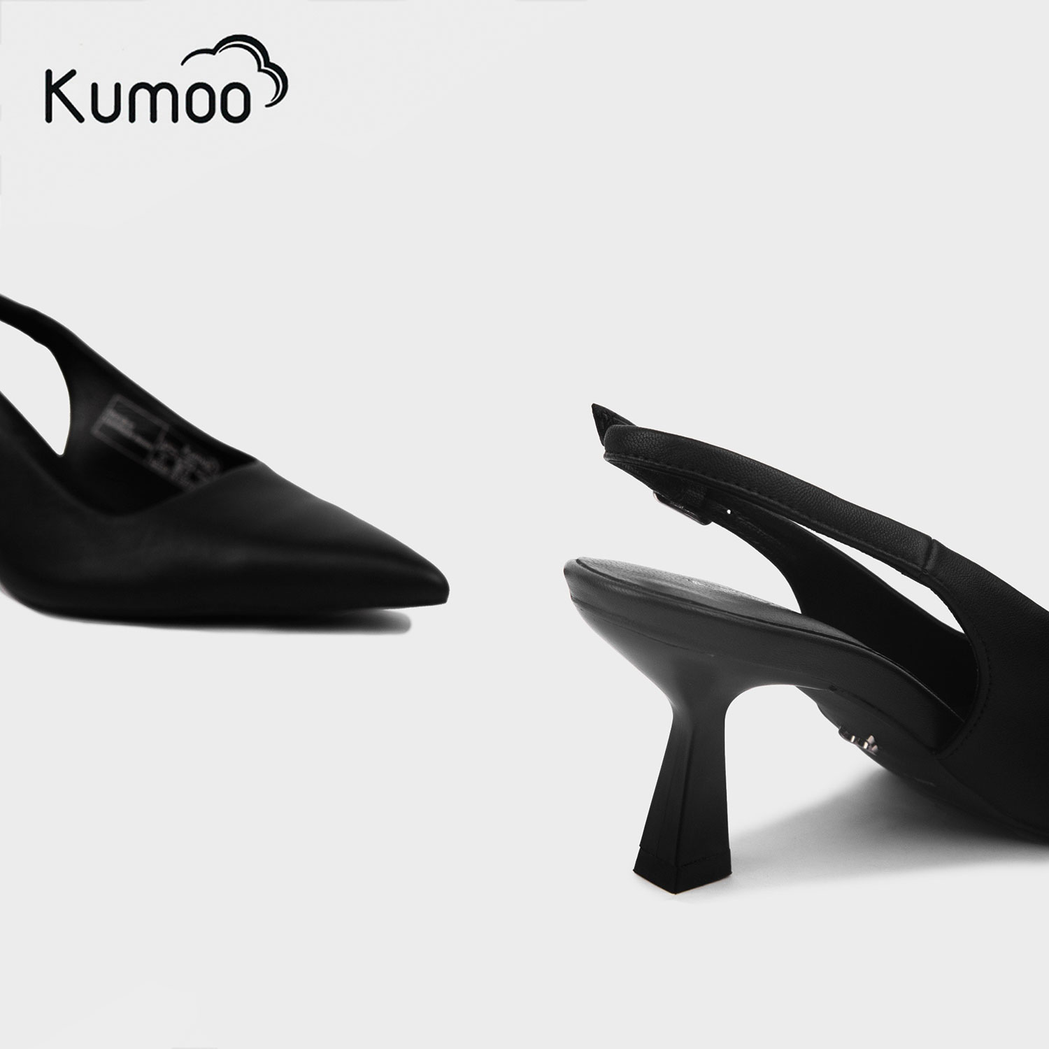 Mô tả Giày Cao Gót Mũi Nhọn KUMOO JESSI HEEL Giày Slingback GCG-KUMO-022-A Màu Đen Da Thật Vừa Vặn Mềm Mại - 2