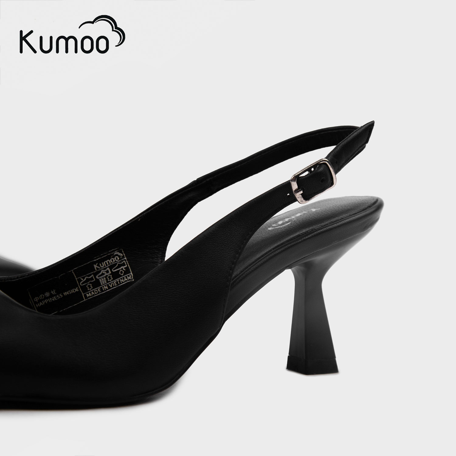 Mô tả Giày Cao Gót Mũi Nhọn KUMOO JESSI HEEL Giày Slingback GCG-KUMO-022-A Màu Đen Da Thật Vừa Vặn Mềm Mại - 3