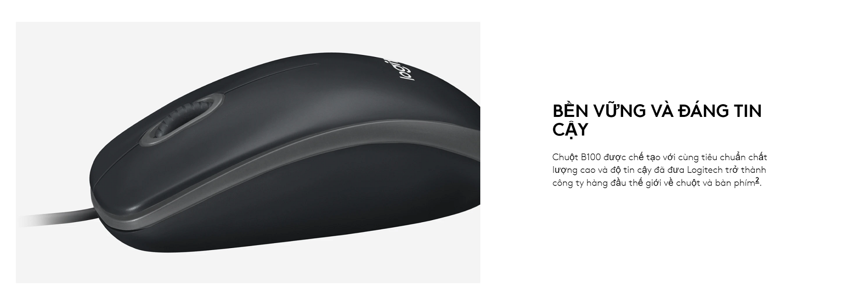 Mô tả Chuột có dây Logitech B100 - Dây dài 1m8, thiết kế ôm tay, thuận cả 2 tay - Bảo hành 3 năm - 3