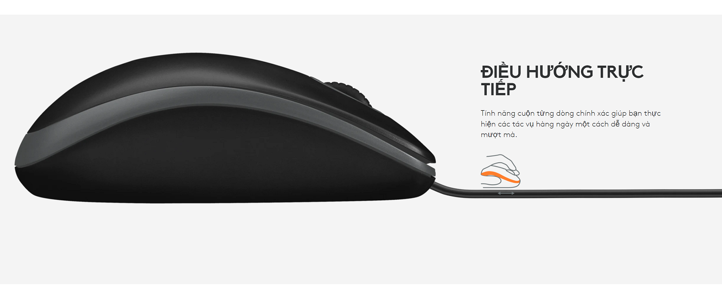 Mô tả Chuột có dây Logitech B100 - Dây dài 1m8, thiết kế ôm tay, thuận cả 2 tay - Bảo hành 3 năm - 4