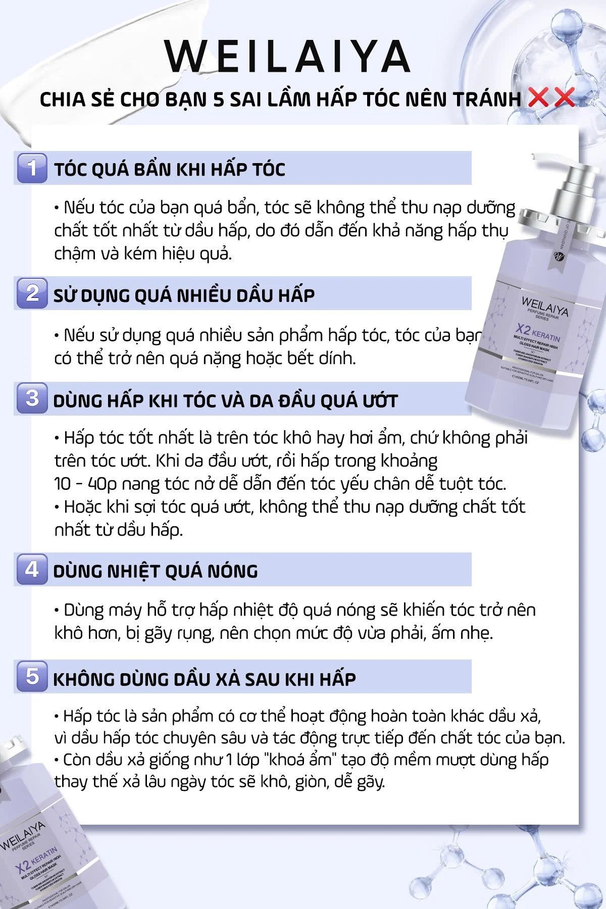 Mô tả Hấp tóc Phục Hồi Weilaiya 450ml X2 Keratin - 3