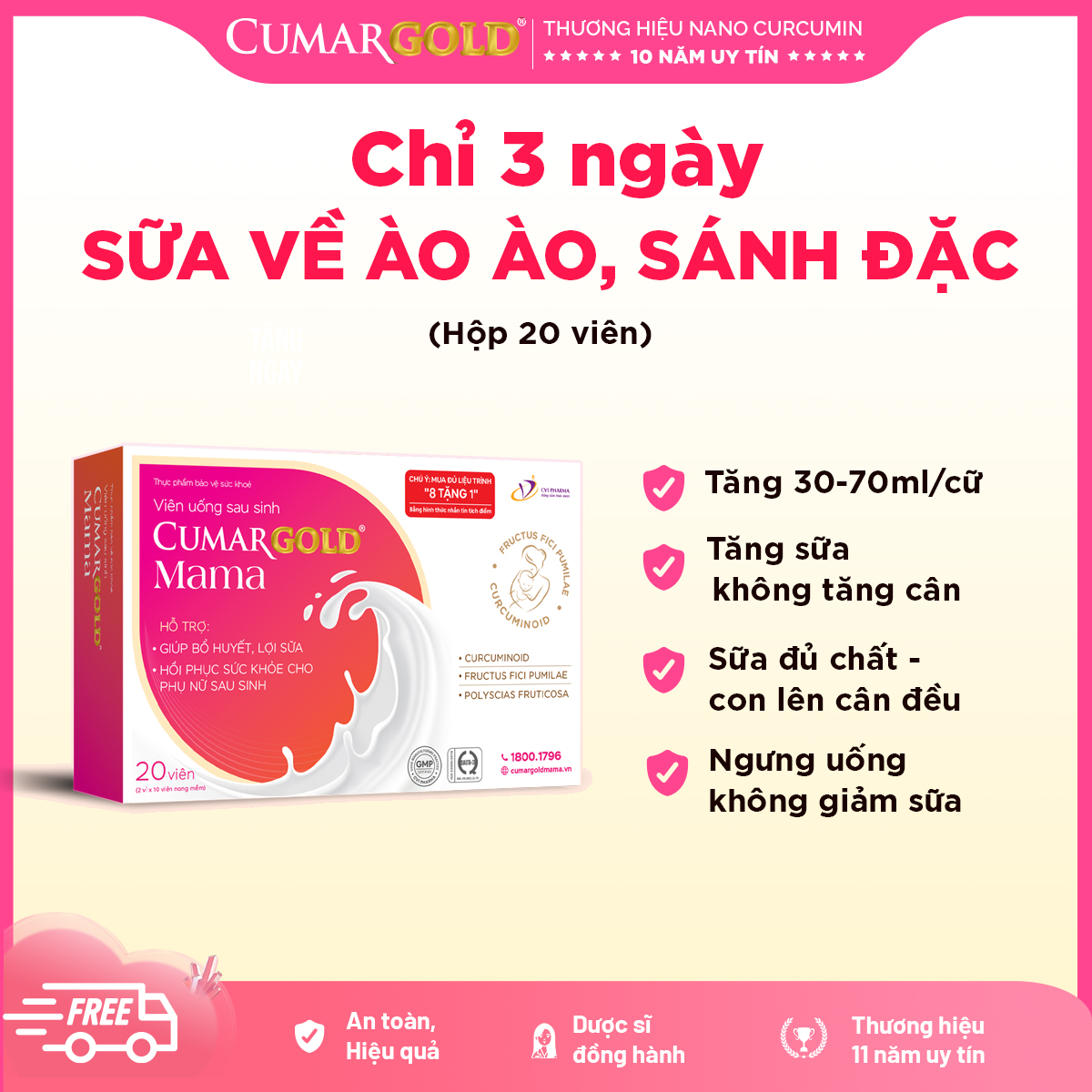 Mô tả Viên Uống Lợi Sữa CumarGold Mama 20 Viên - Gọi Sữa Về 24h, Bổ Huyết, Phục Hồi Sức Khoẻ Sau Sinh - CMUSS2V - 3
