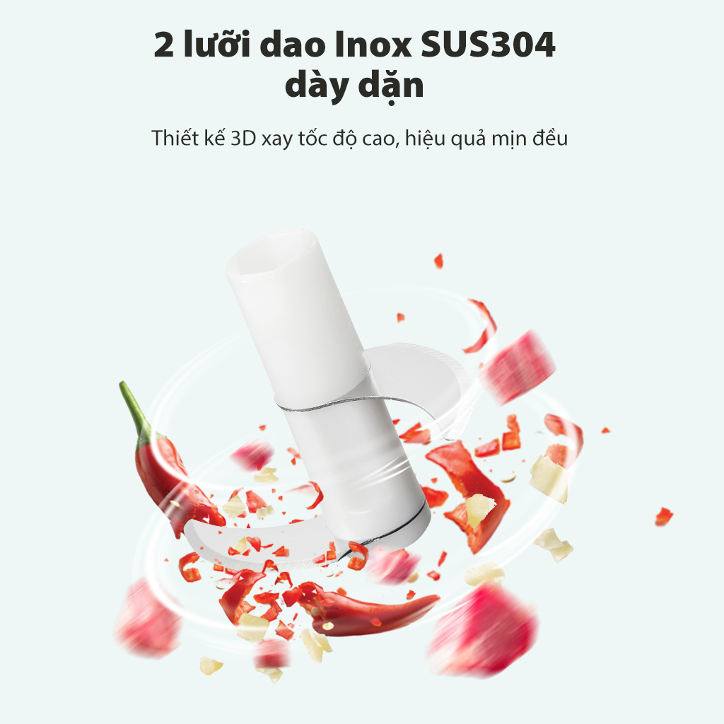 Mô tả Máy xay tỏi ớt cầm tay Samono SW-L4  250ml 30w không dây, dung lượng pin sạc 800 mAh, cổng type C - 3