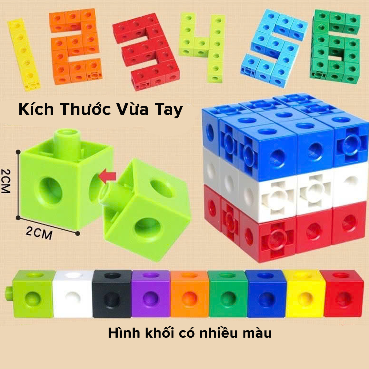 Mô tả Xếp Hình Numberblocks Đồ Chơi Toán Học Thông Minh Trí Tuệ Cho Bé Linking Cube 100 Viên Chính Hãng Amalife - 5