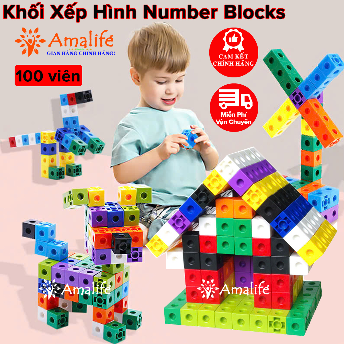 Mô tả Xếp Hình Numberblocks Đồ Chơi Toán Học Thông Minh Trí Tuệ Cho Bé Linking Cube 100 Viên Chính Hãng Amalife - 1