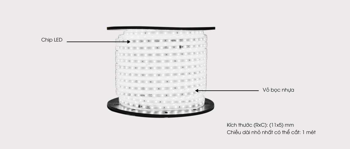 Mô tả Đèn Led dây chiếu sáng công suất 7W chống nước IP65 cao cấp Rạng Đông - Giá bán lẻ theo từng mét (Model: RD-LD01.7W) - 6