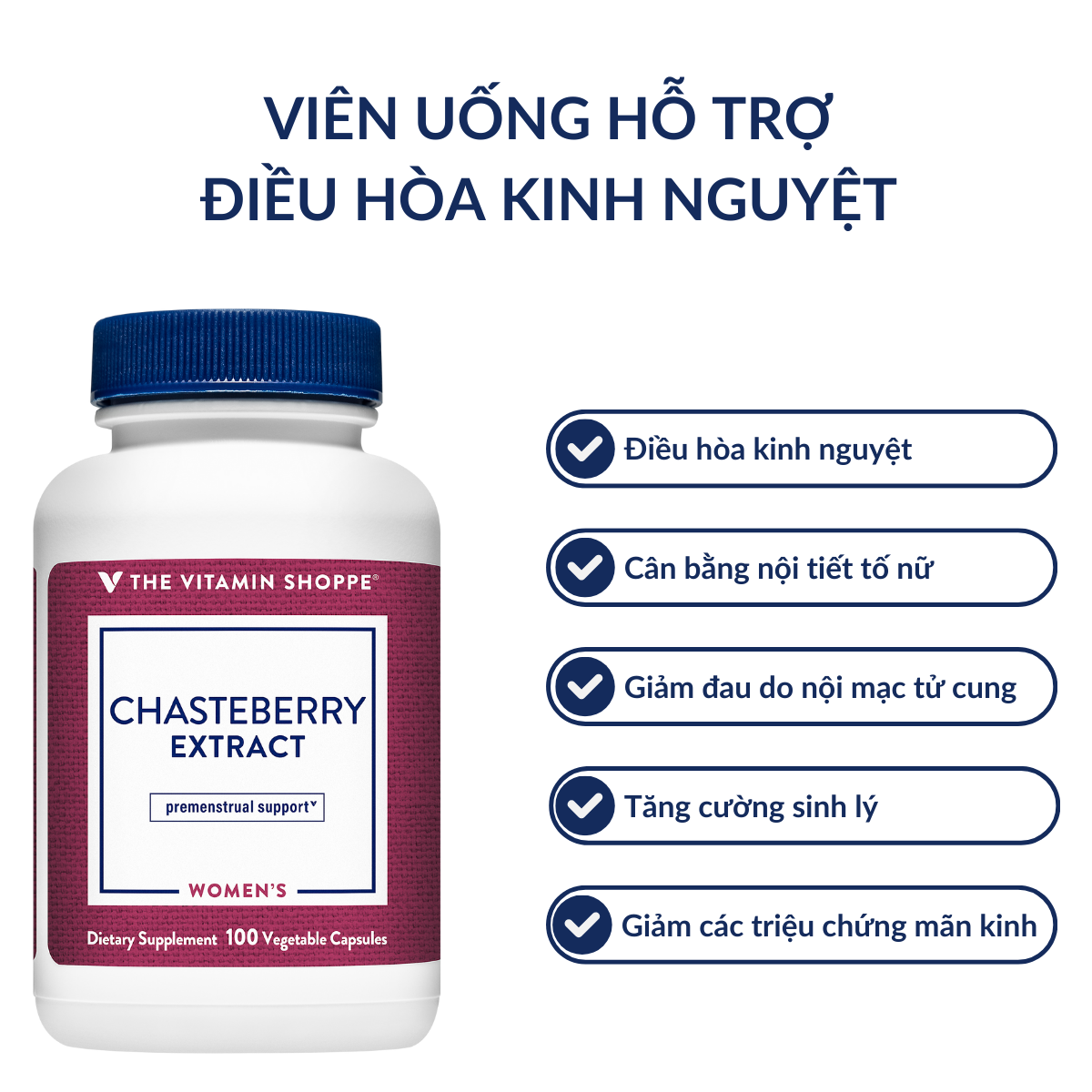 Mô tả Viên uống điều hòa kinh nguyệt THE VITAMIN SHOPPE Chasteberry Extract 100 viên - 1