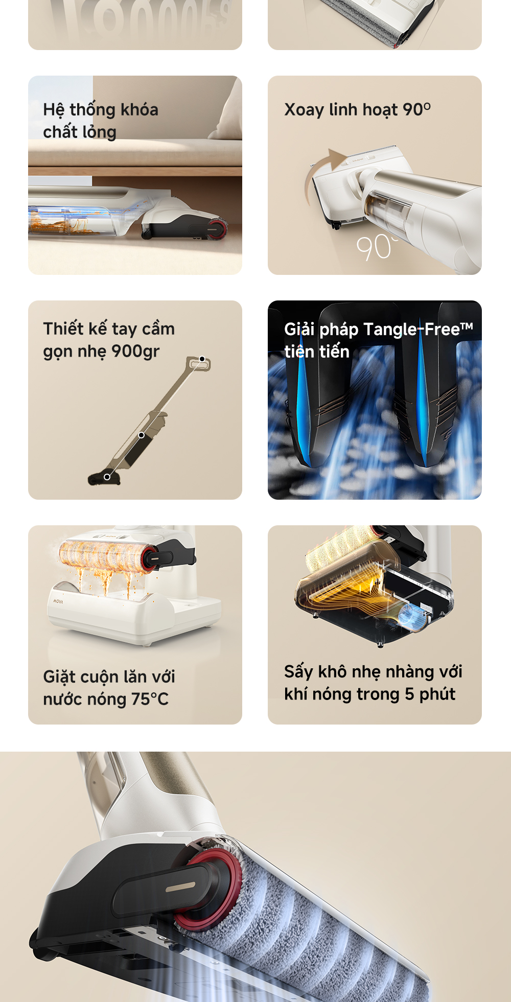 Mô tả Máy hút bụi lau nhà khô và ướt đa năng Mova M10 - Hàng chính hãng - Bảo hành 12 tháng - 2