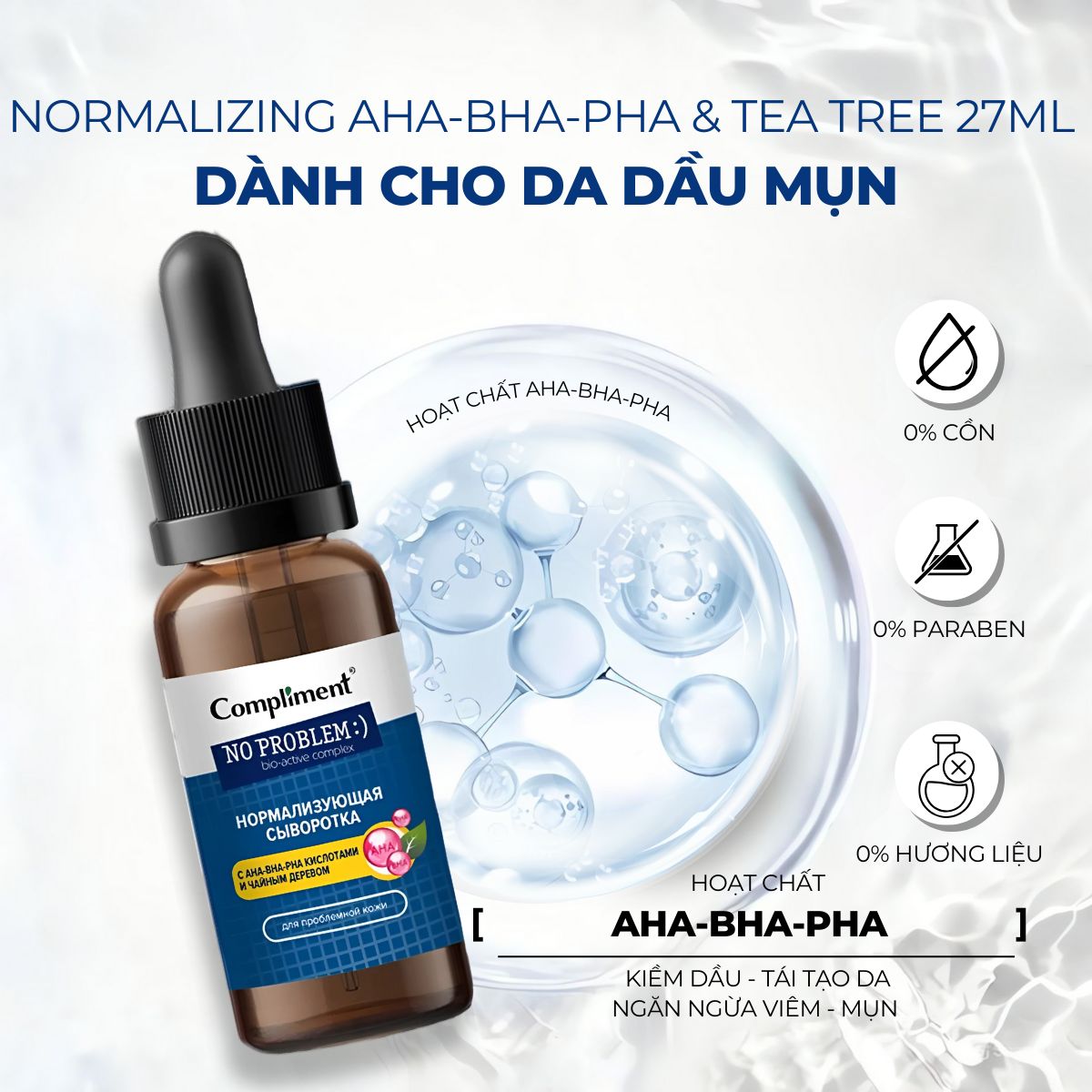 Mô tả Serum Dưỡng Da Compliment AHA BHA PHA Acids And Tea Tree Se Khít Lỗ Chân Lông Giảm Mụn Kiềm Dầu 27ml - 4