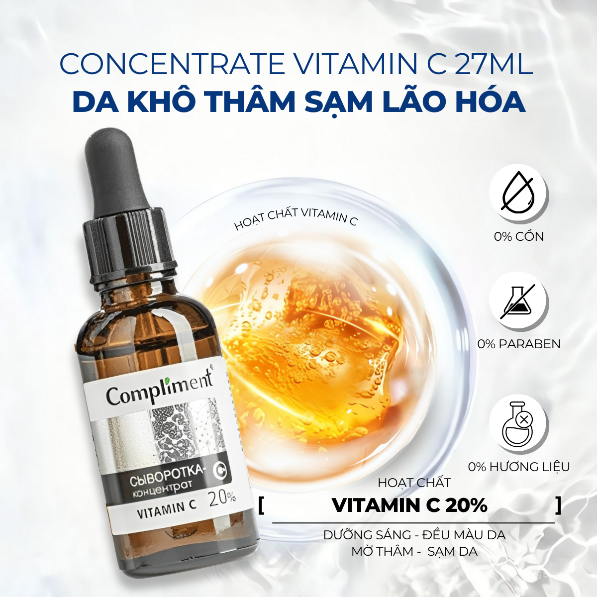Mô tả Serum Dưỡng Da Compliment Vitamin C Cấp Ẩm Và Phục Hồi Da, Dưỡng Da Trắng Sáng, Mờ Thâm 27ml - 3