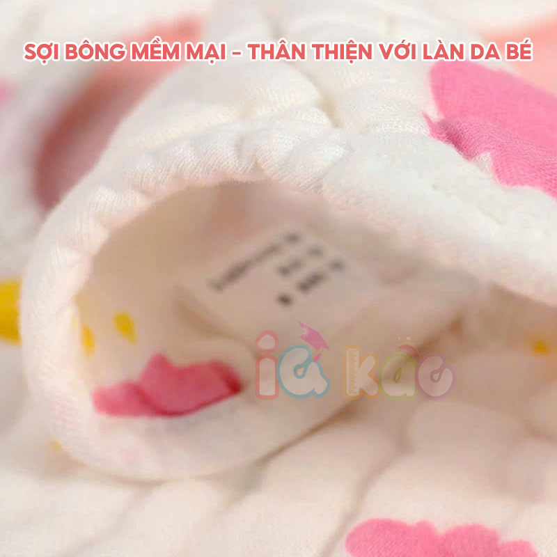 Mô tả Yếm Cổ Tròn Muslin IQKAO Vải Xô 100% Cotton, Thấm Hút Tốt, Thoáng Mát, Có Nút Điều Chỉnh Tiện Lợi Cho Bé - 4