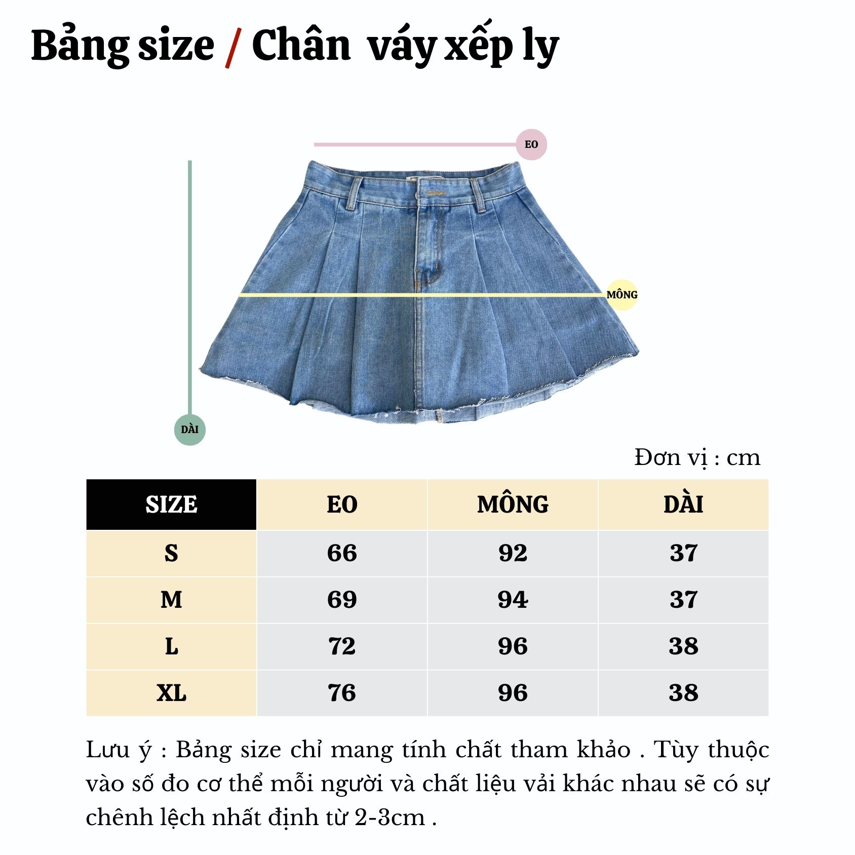Mô tả Chân váy jean xếp ly có lót quần TiQi Jeans V1-282 - 1