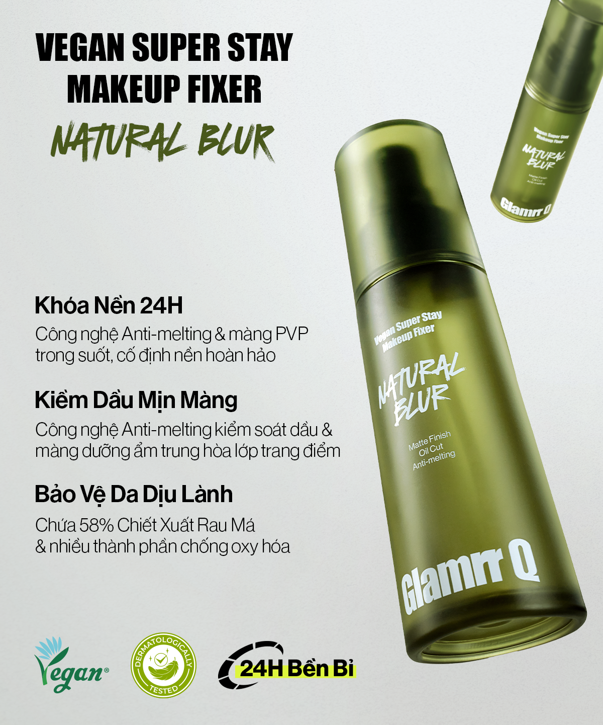 Mô tả Xịt Khóa Nền Cố Định Glamrr Q Vegan Super Stay Makeup Fixer 50ml (1 chai) - 5
