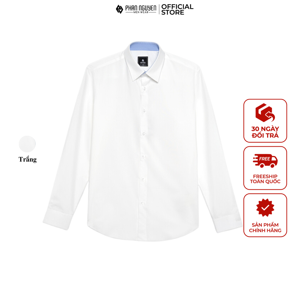 Mô tả Áo sơ mi trắng dài tay nam Phan Nguyễn, chất liệu modal mềm mát, form slim fit tôn dáng SMD.1400 - 1