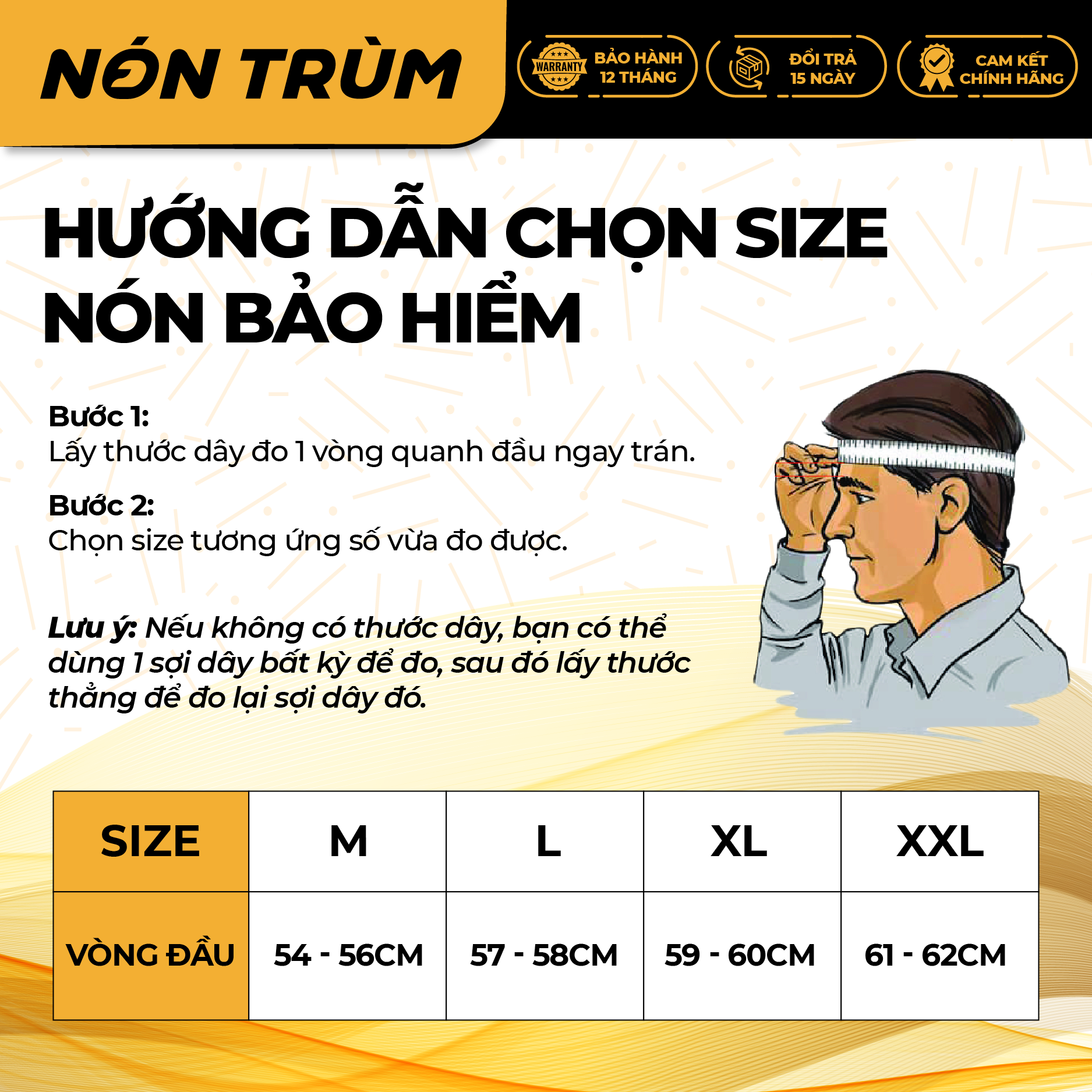 Mô tả Nón bảo hiểm 3/4 ROYAL M139 có kính âm màu vàng nghệ cam bóng - 2