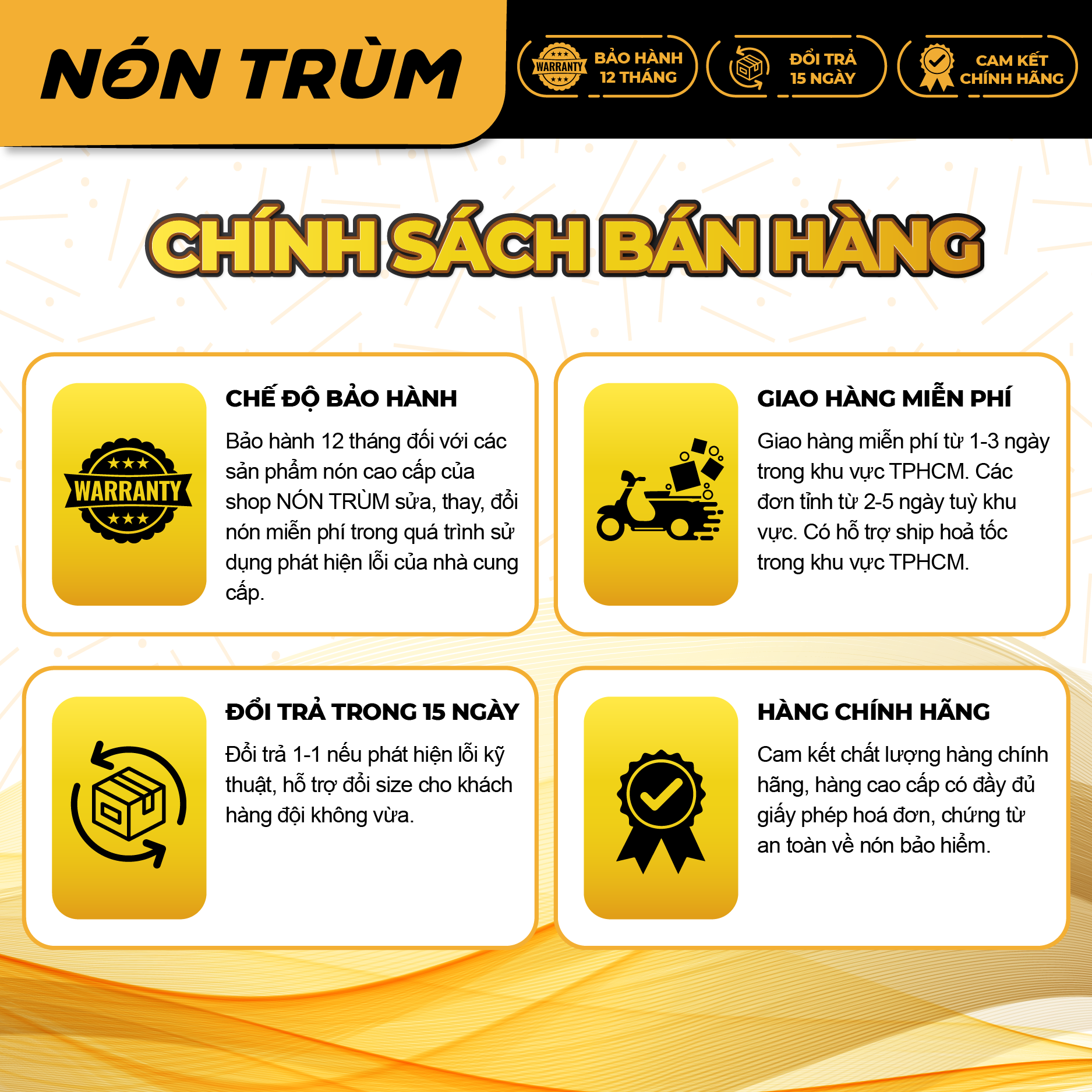 Mô tả Nón bảo hiểm 3/4 ROYAL M139 có kính âm màu vàng nghệ cam bóng - 4