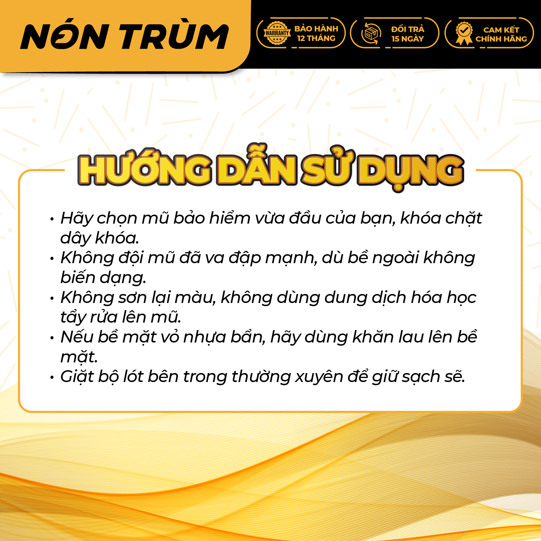 Mô tả Nón bảo hiểm 3/4 ROYAL M139 có kính âm màu vàng nghệ cam bóng - 5