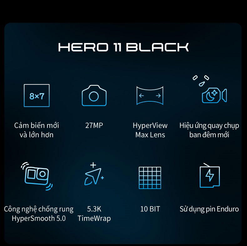Mô tả GoPro HERO11 Black-Camera hành động chống nước. Ảnh 27MP, HyperSmooth 5.0 với GP2 - 2