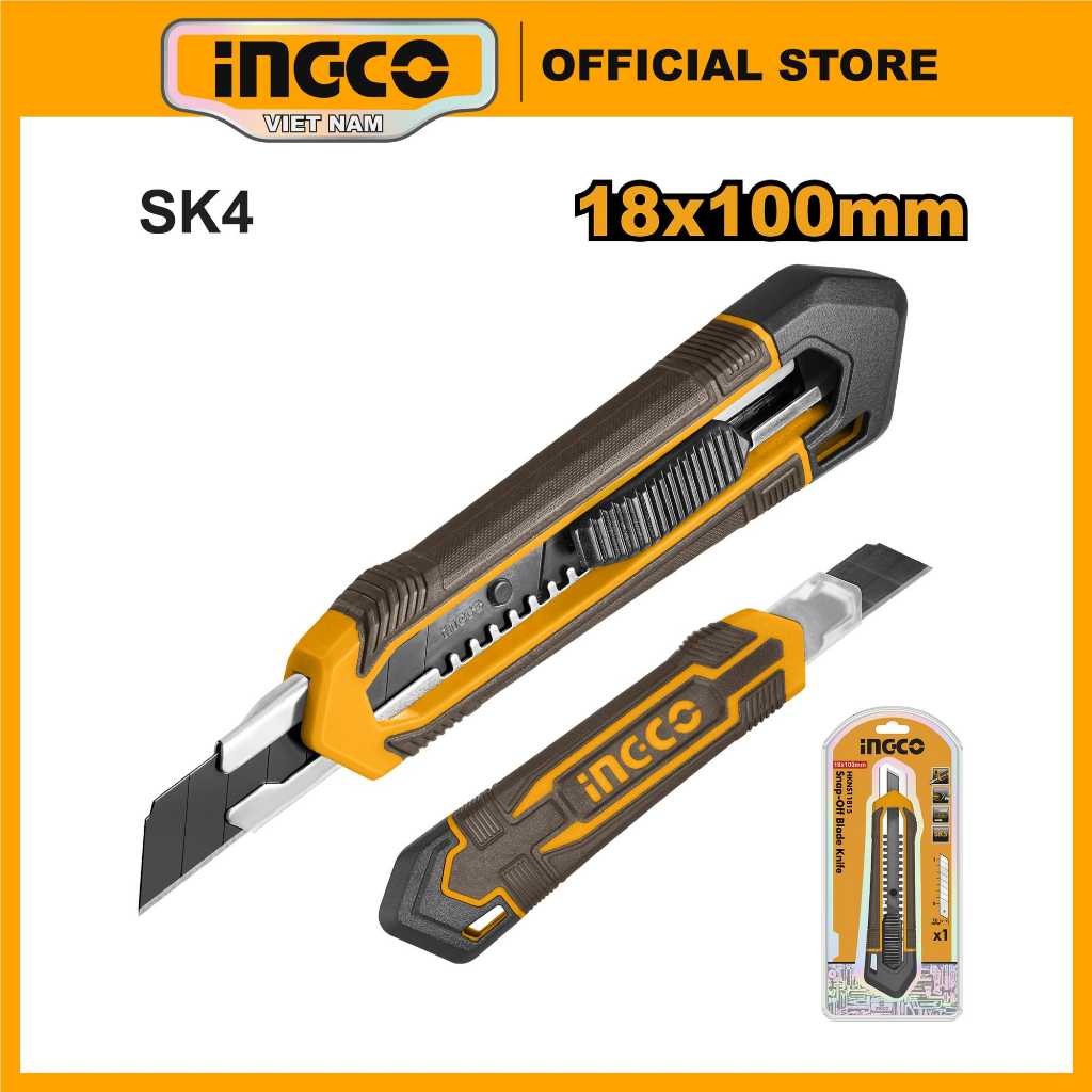 Mô tả Dao rọc giấy Ingco HKNS11815 x1 lưỡi dài 179mm | HKNS16538 | HKNS28035 x3 lưỡi dao 18mm x 100mm, chiều dài 169mm - 1