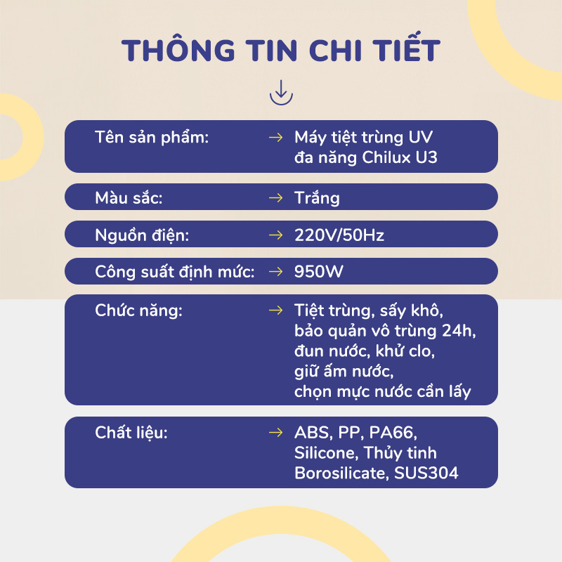 Mô tả Máy tiệt trùng UV đa năng Chilux U3 - Tích hợp chung chức năng tiệt trùng và bảo quản 24h - 10