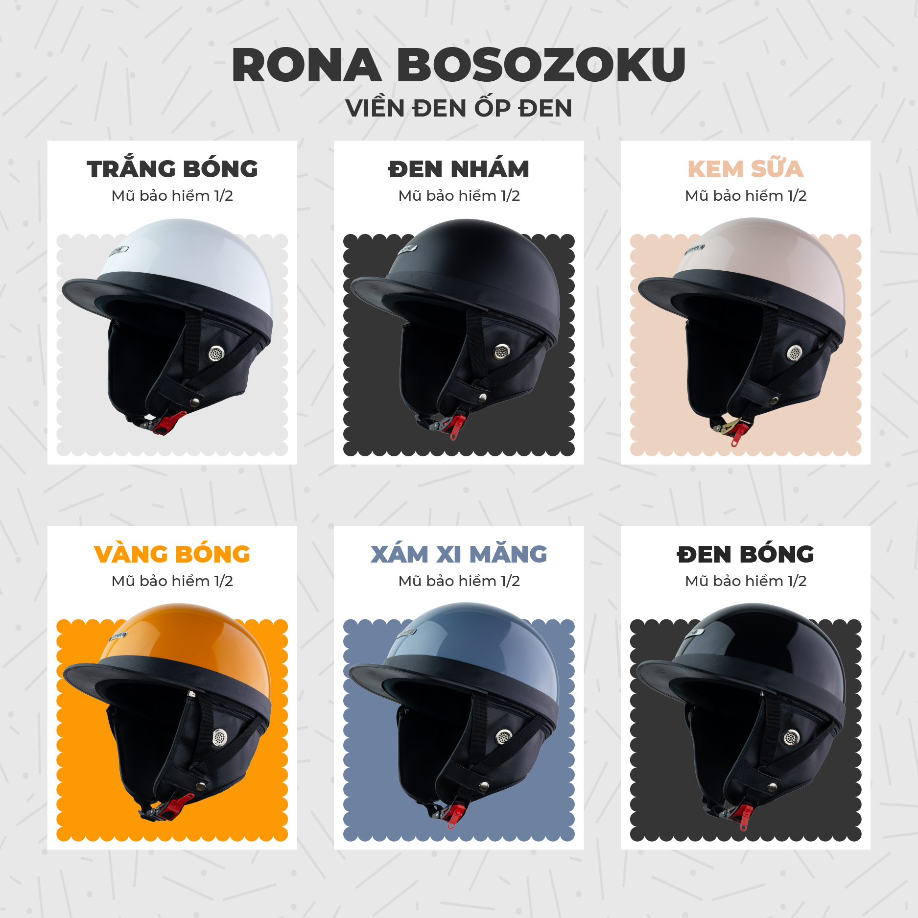 Mô tả Mũ Bảo Hiểm Nửa Đầu Rona Bosozoku Plus Chính Hãng Phong Cách Nhật Bản Vintage Cho Nam Nữ Đi Xe Máy - 2