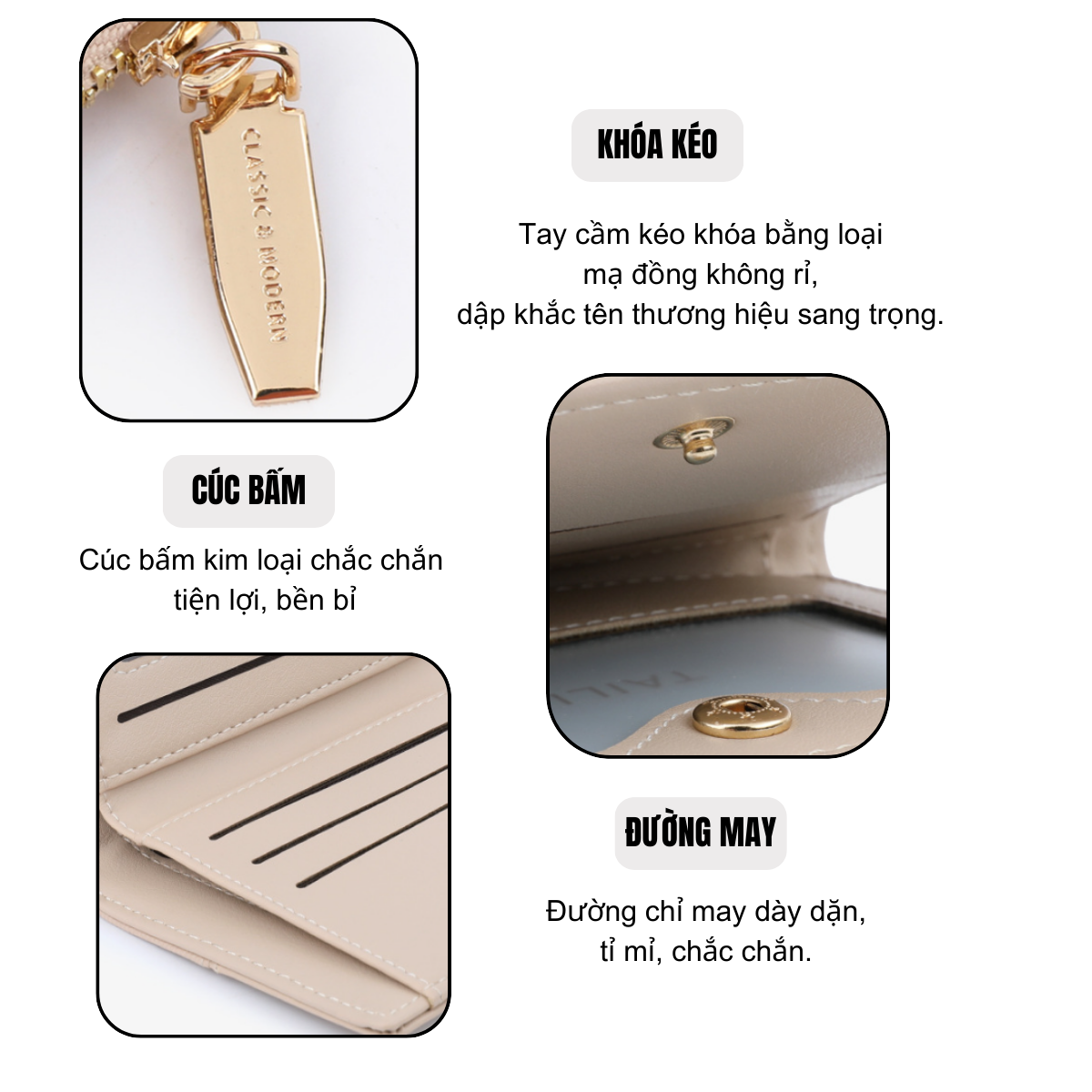 Bên trong ví TAILIAN TL76 đựng thẻ