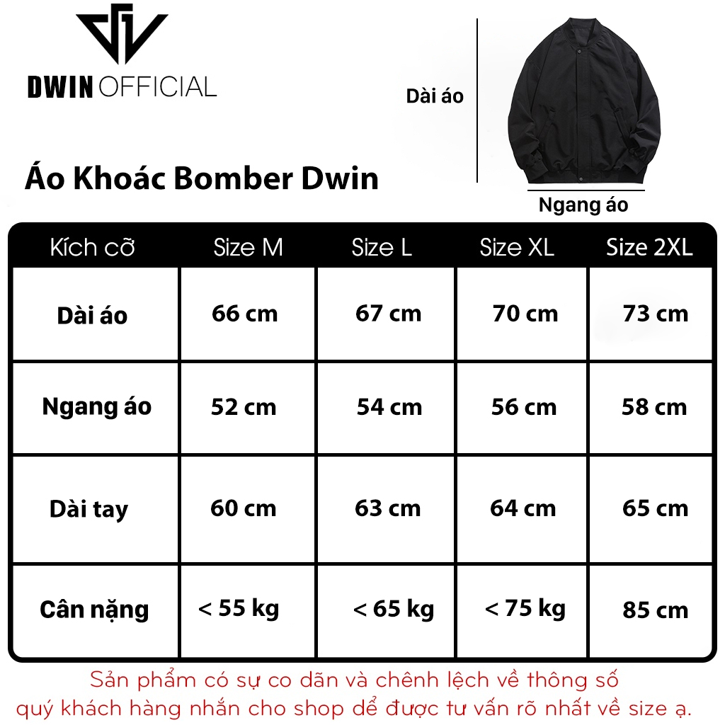 Mô tả Áo khoác gió nam nữ DWIN local brand bomber vải dù 2 lớp unisex form oversize chống nước không nhăn - 1