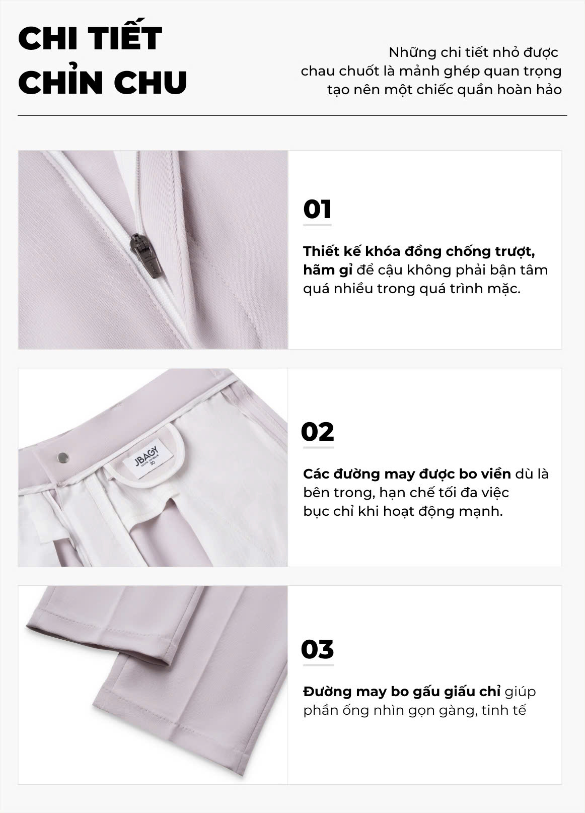 Mô tả Quần tây nam hàn quốc JBagy dáng baggy vải co giãn dày dặn dáng suông ống rộng, màu đen, kem  JA0101 - 3