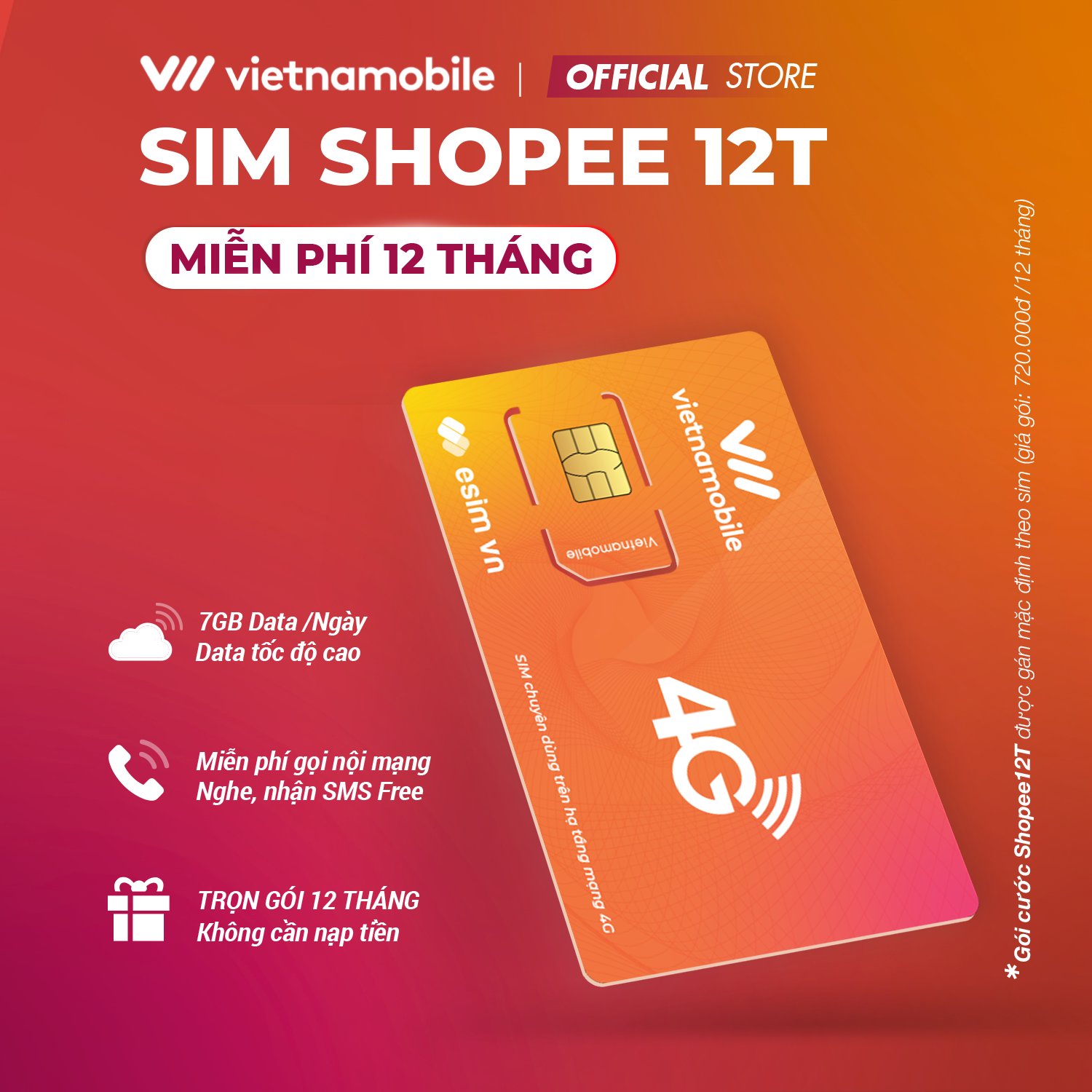 Mô tả Sim Data Vietnamobile 7GB/Ngày - 210GB/Tháng, Miễn Phí Gọi Nội Mạng. Độc Quyền VIETNAMOBILE - SIMTHEVN - 1