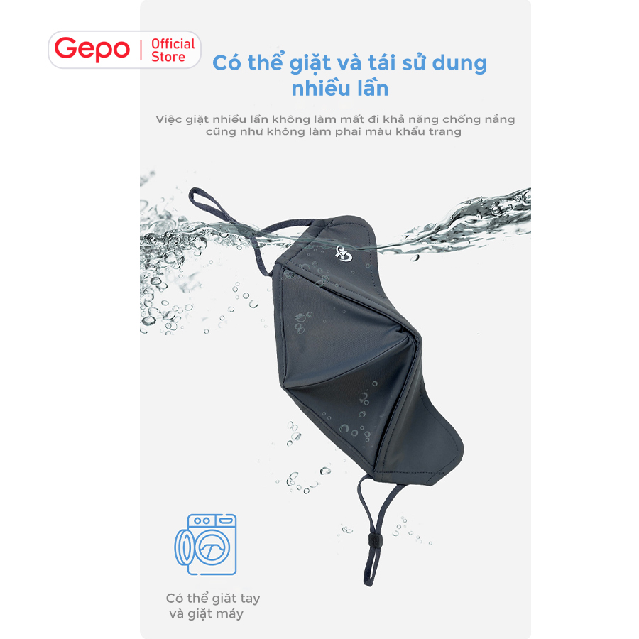 Mô tả Khẩu trang vải 2 lớp ENAIDE chất liệu lụa băng mềm mịn chống nắng chống tia UV UPF 50+ tặng kèm thẻ test UV - 4