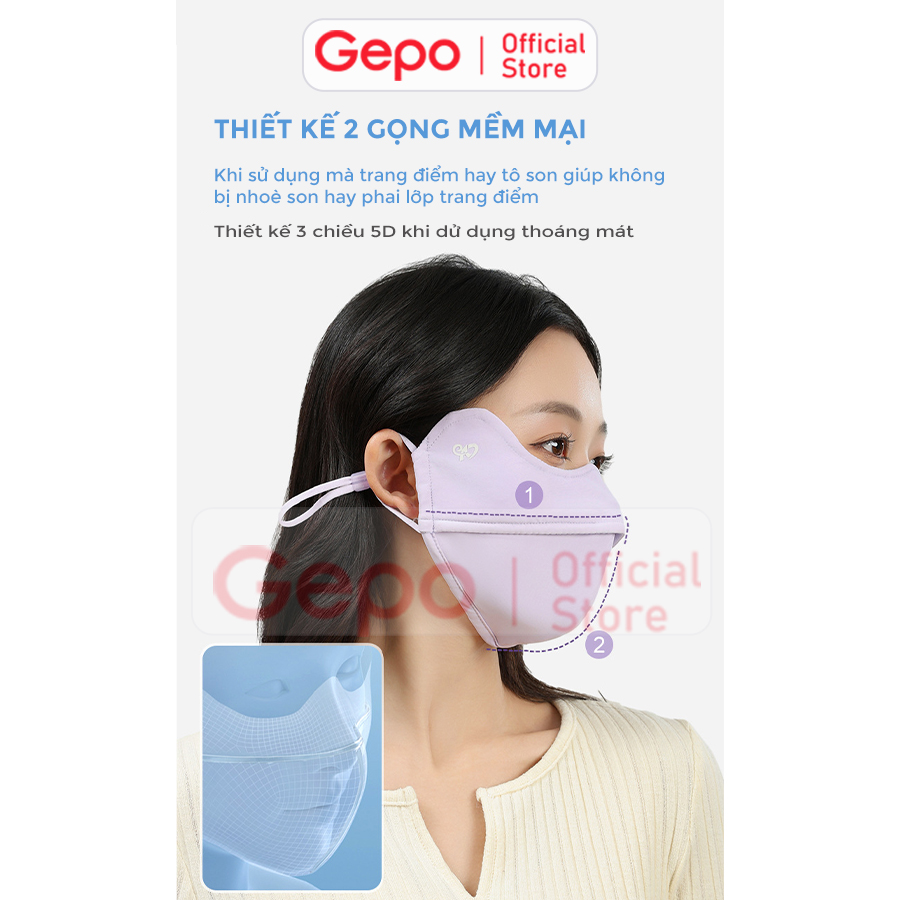 Mô tả Khẩu trang vải 2 lớp ENAIDE chất liệu lụa băng mềm mịn chống nắng chống tia UV UPF 50+ tặng kèm thẻ test UV - 8