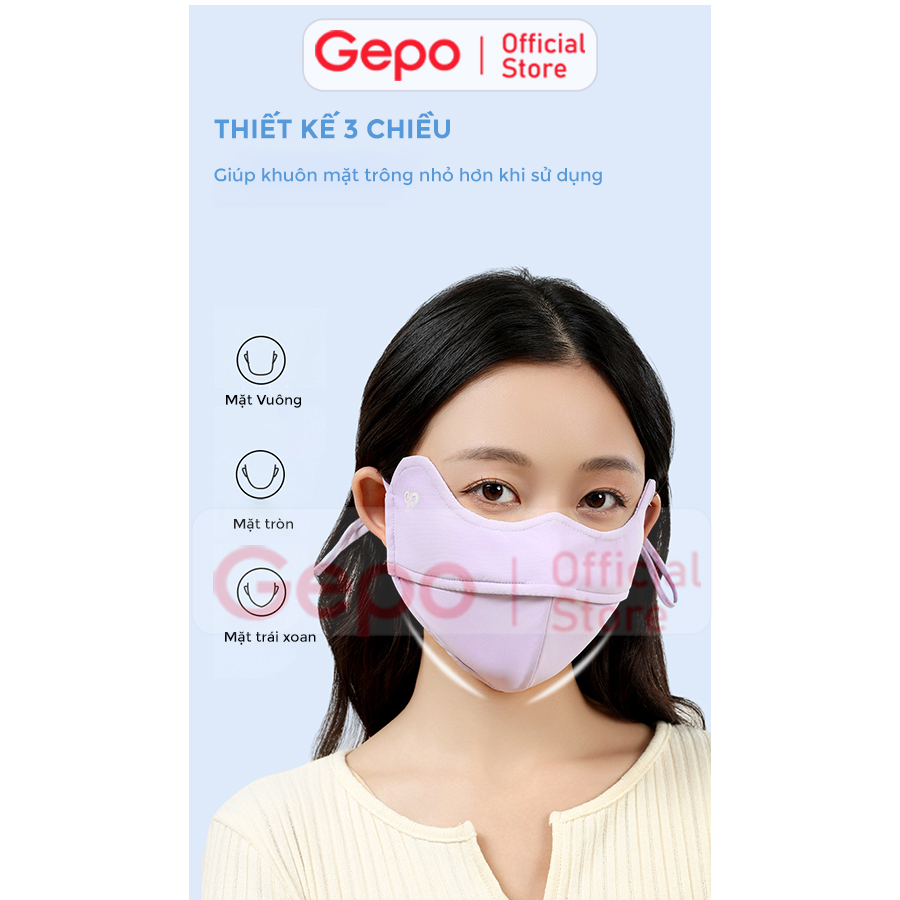 Mô tả Khẩu trang vải 2 lớp ENAIDE chất liệu lụa băng mềm mịn chống nắng chống tia UV UPF 50+ tặng kèm thẻ test UV - 9
