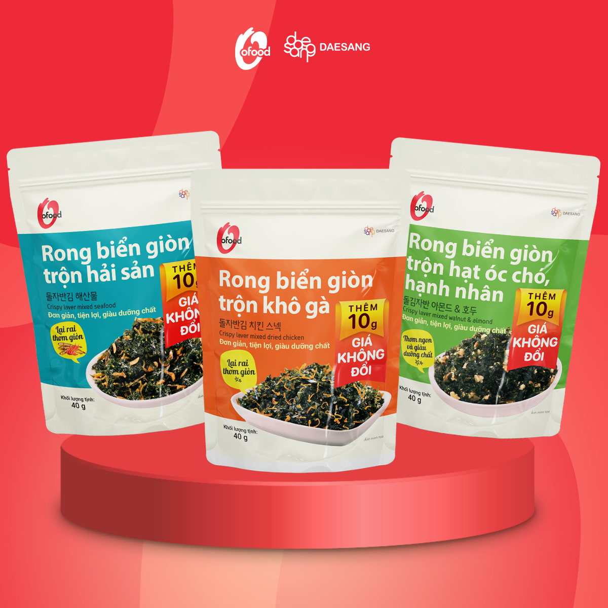 Mô tả Rong biển giòn trộn khô gà, hải sản, hạt óc chó hạnh nhân O'Food - 1