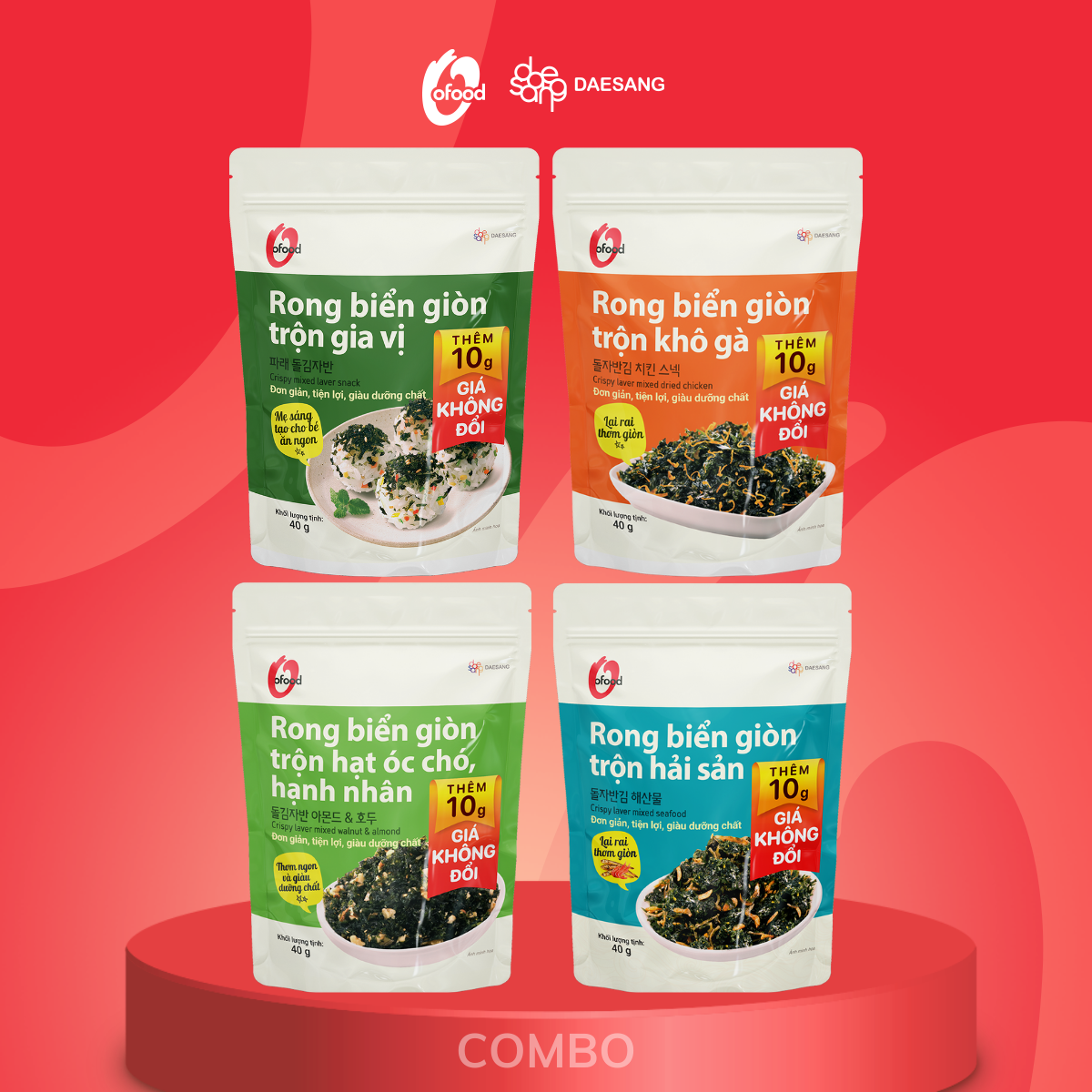 Mô tả Combo 4 rong biển giòn trộn 4 vị O'food - 1