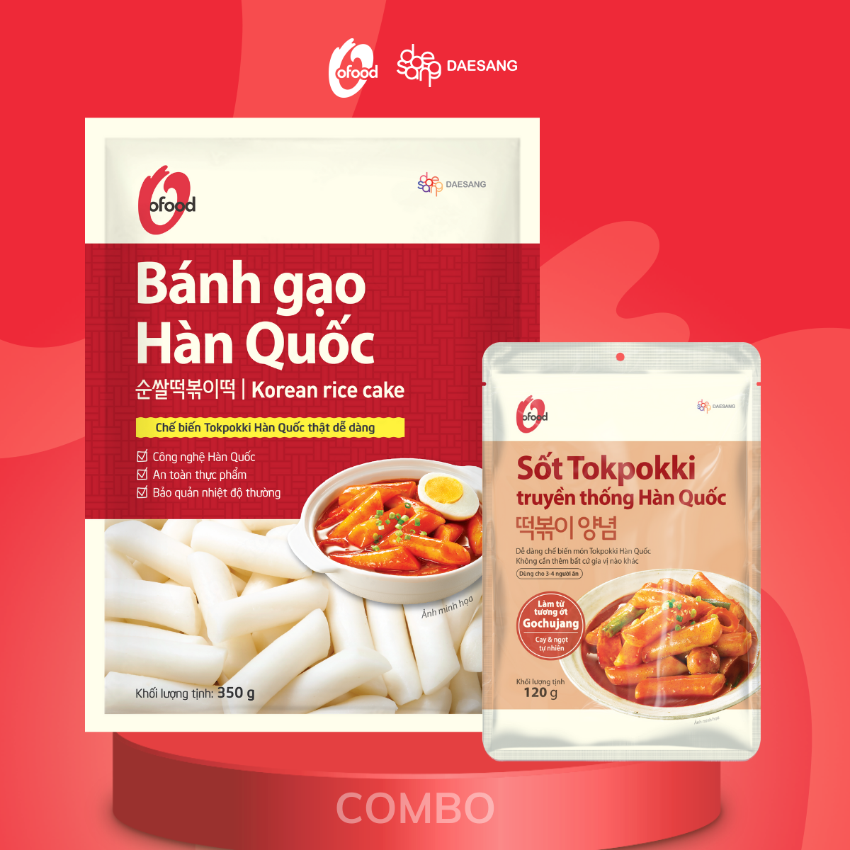 Mô tả Combo bánh gạo Hàn Quốc 350g và sốt tokbokki 120g O'food - 1
