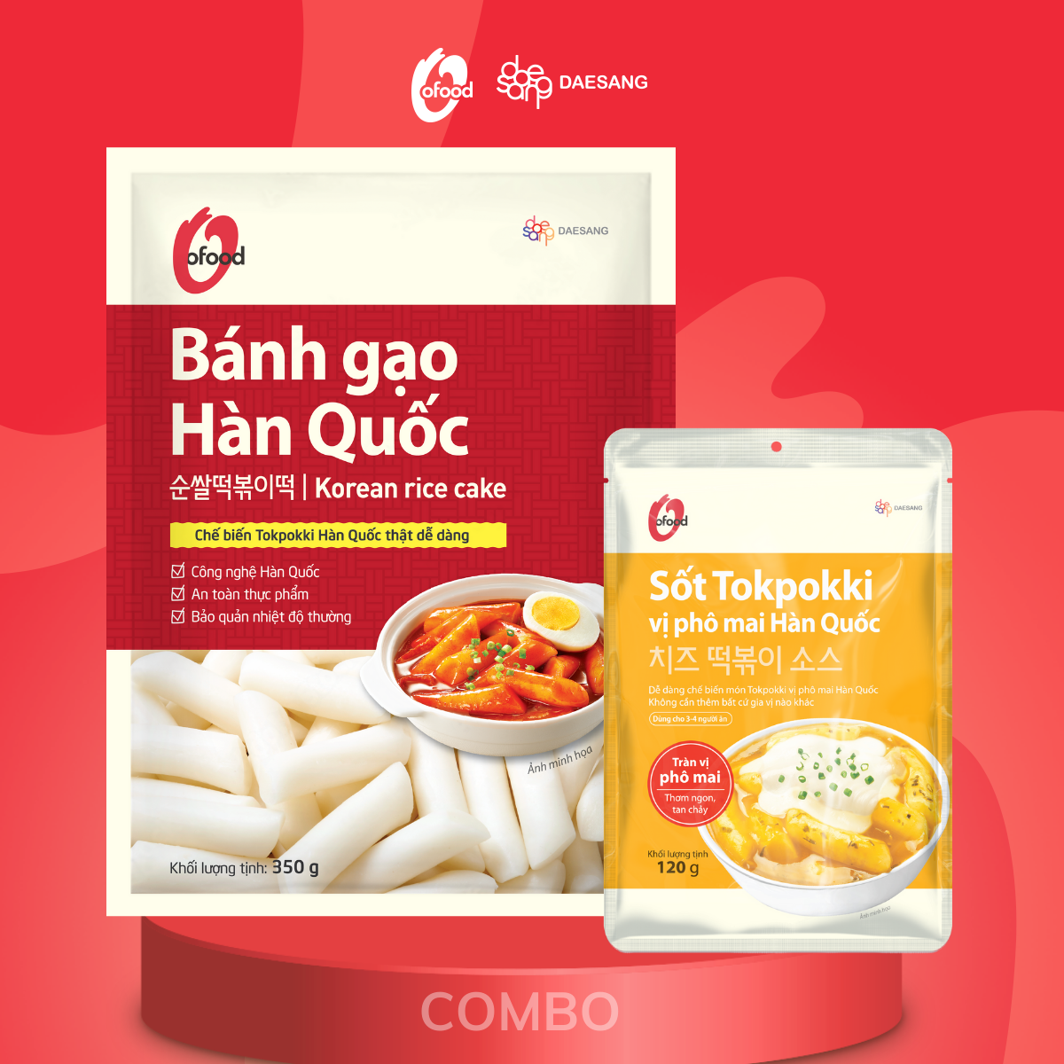 Mô tả Combo bánh gạo Hàn Quốc 350g và sốt tokbokki 120g O'food - 2