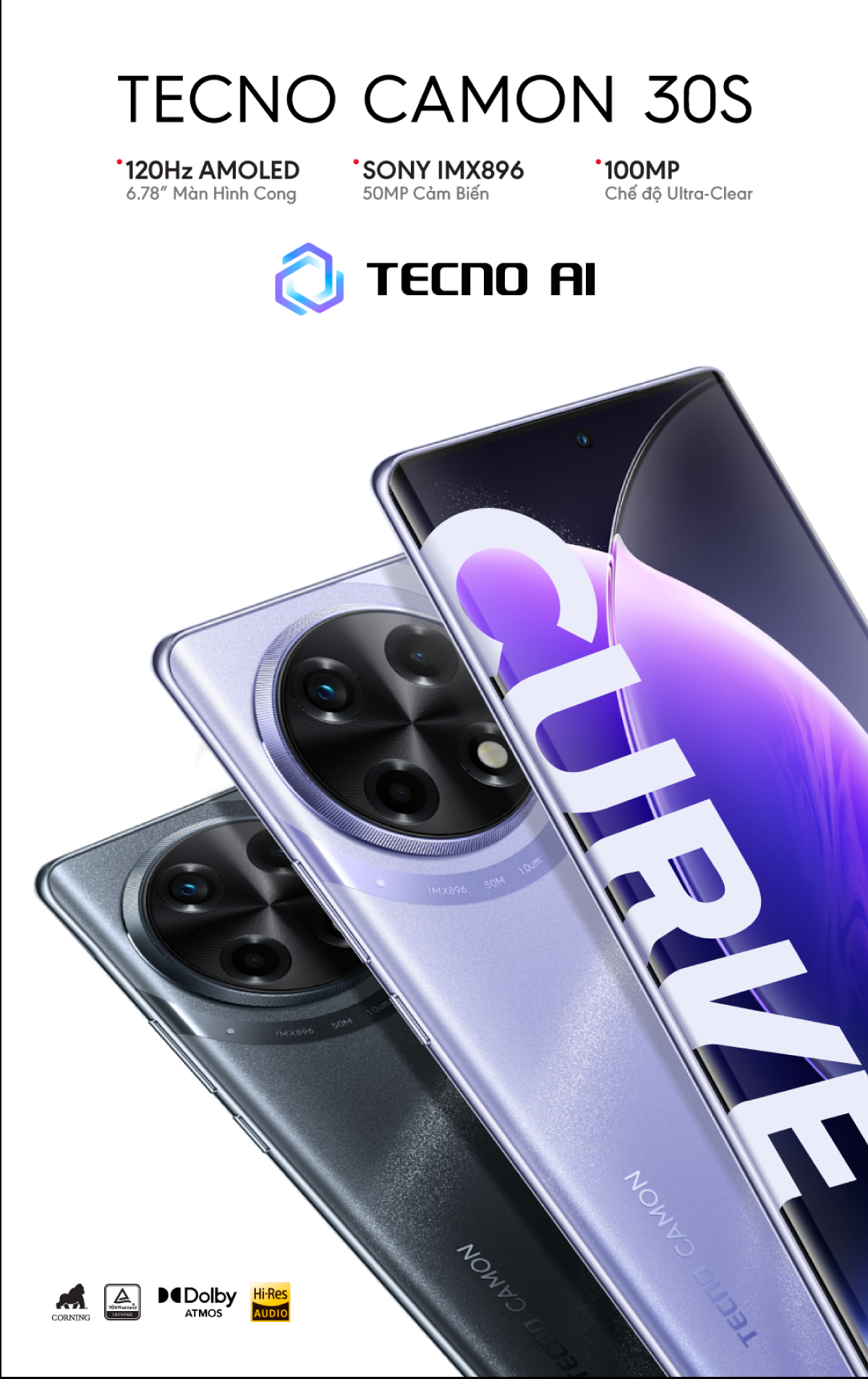 Mô tả Điện thoại di động Tecno Camon 30S 8GB/256GB - Helio G100 | 5000mAh | Sạc nhanh 33W | Chính hãng - 1