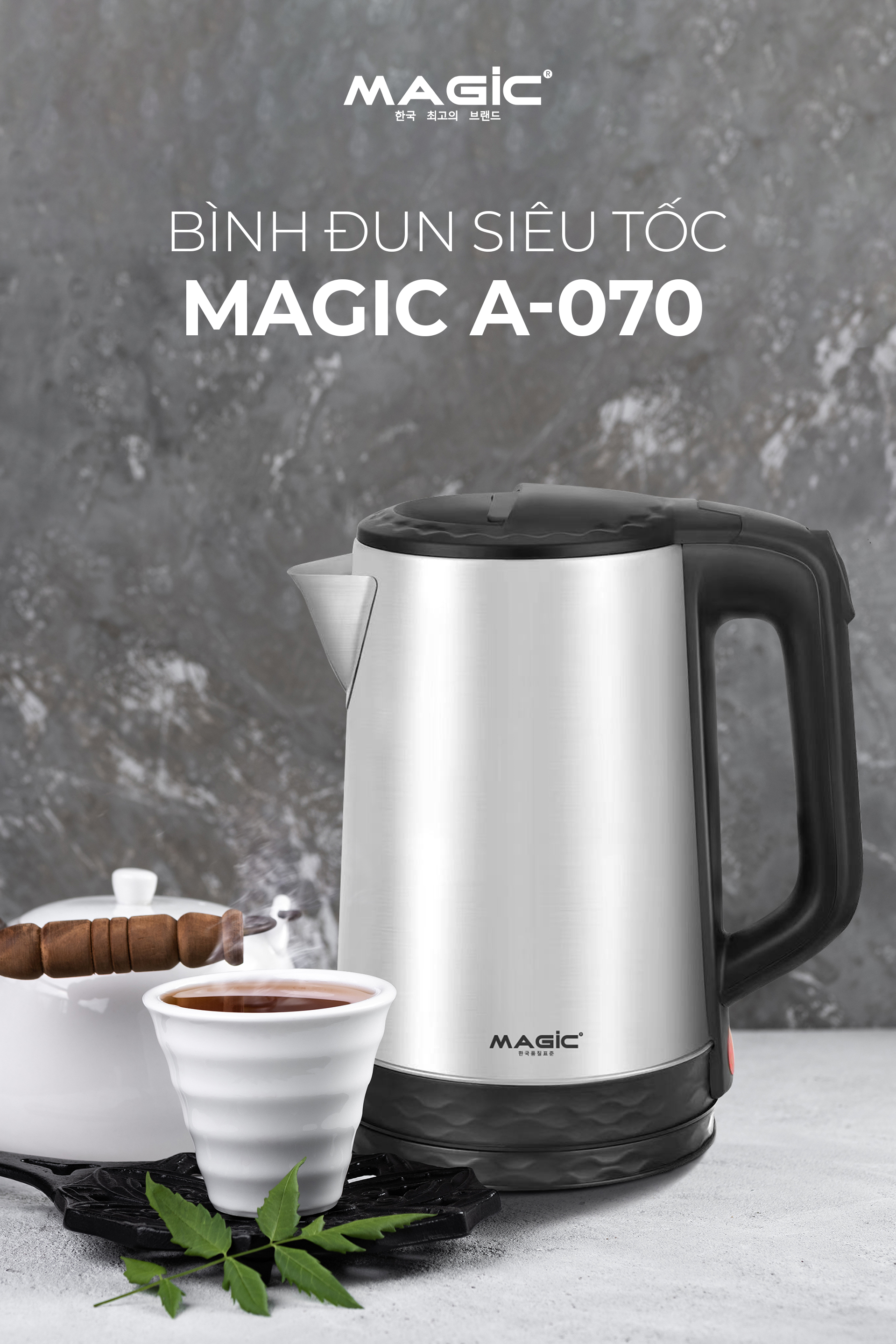 Mô tả Bình đun siêu tốc inox 304 Magic A-070, dung tích 1.8L, công suất 1500W, bảo hành 12 tháng - 6