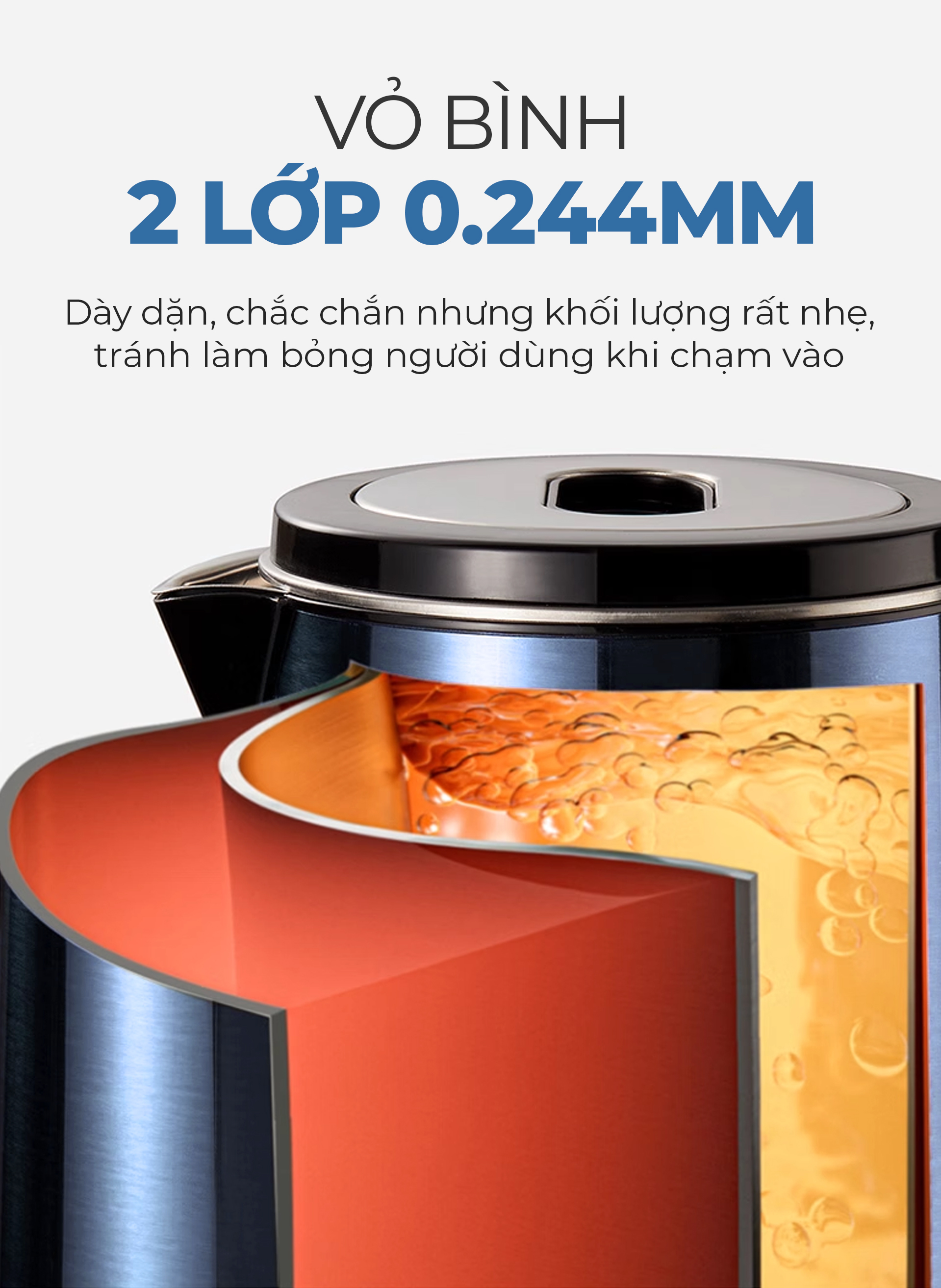 Mô tả Bình Đun Siêu Tốc Magic A-071, Inox 304 Nguyên Khối, 1.8L, 1500W, Bảo Hành 12 Tháng - 1