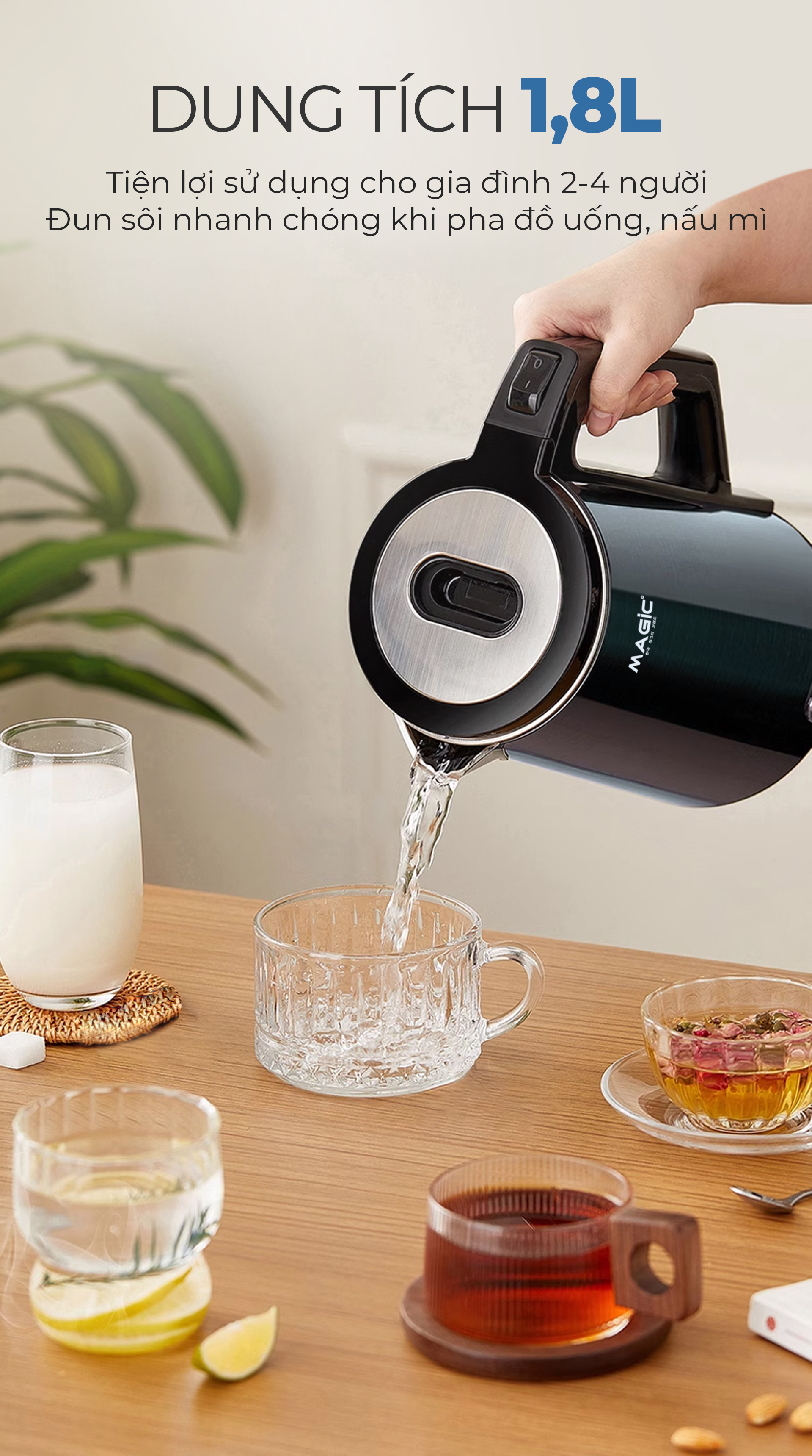 Mô tả Bình Đun Siêu Tốc Magic A-071, Inox 304 Nguyên Khối, 1.8L, 1500W, Bảo Hành 12 Tháng - 7