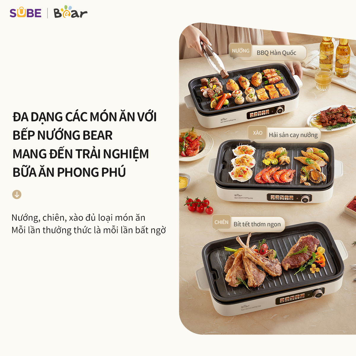 Mô tả Bếp Nướng Điện Không Khói Bear Đa Năng Chiên Xào Khay Nướng Hệ Thống Phát Nhiệt 5U Phân Bố Nhiệt Đồng Đều GR-4H15C - 2