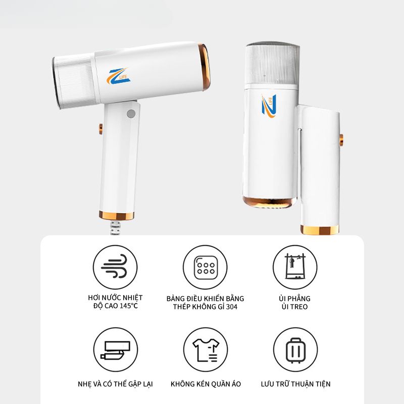 Máy ủi hơi nước cầm tay Zlife/1200W, bàn là hơi nước mini gấp gọn, có ...
