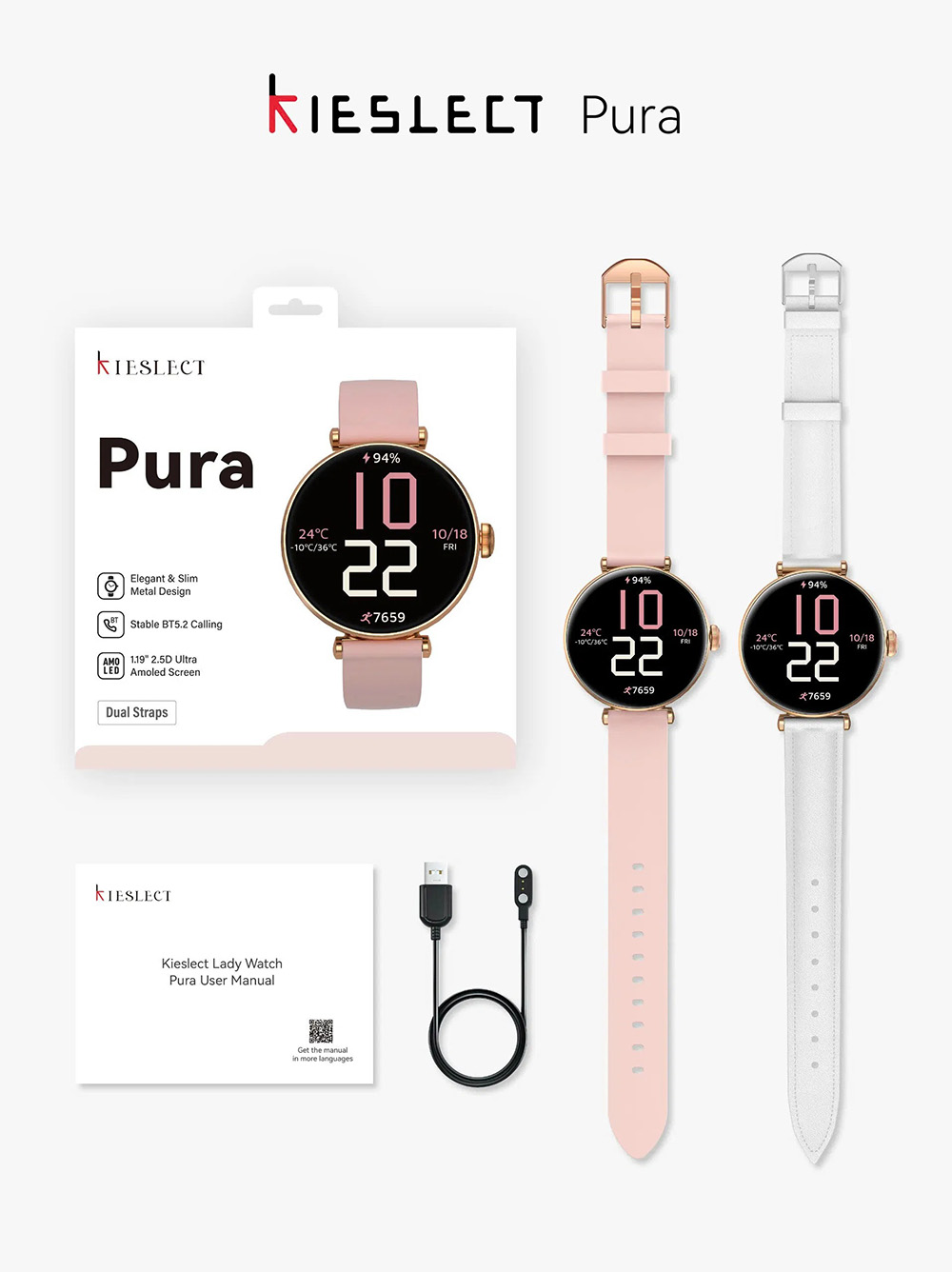 Mô tả Đồng hồ thông minh nữ Kieslect Pura I Nghe gọi bluetooth I AMOLED I Kháng nước - 9