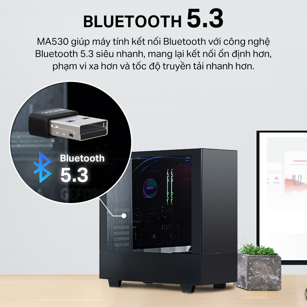 Mô tả Bộ Chuyển Đổi Bluetooth USB Nano Mercusys MA530 Chuẩn Bluetooth 5.3 | USB nhỏ gọn, kết nối ổn định - 2