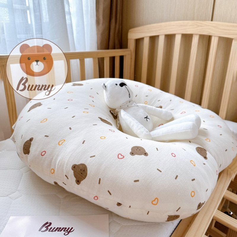 Mô tả Gối Chống Trào Ngược Kidworlds Bunny Đệm Chống Trào Ngược Xô Muslin Trần Bông Organic Cho Bé Sơ Sinh - 10