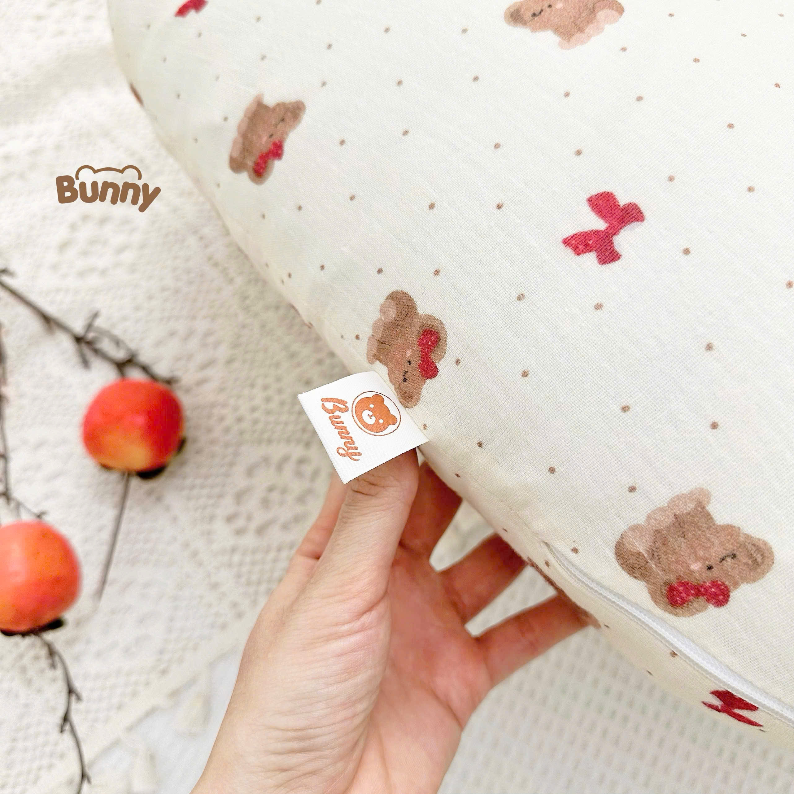 Mô tả Gối Chống Trào Ngược Kidworlds Bunny Đệm Chống Trào Ngược Xô Muslin Trần Bông Organic Cho Bé Sơ Sinh - 11