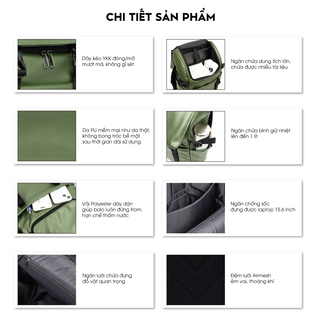 Mô tả Balo Da PU Thời Trang Scarab Urban Leather Backpack - Ba lô Đi Học Đi Làm Đựng Vừa Laptop 16inch - 2