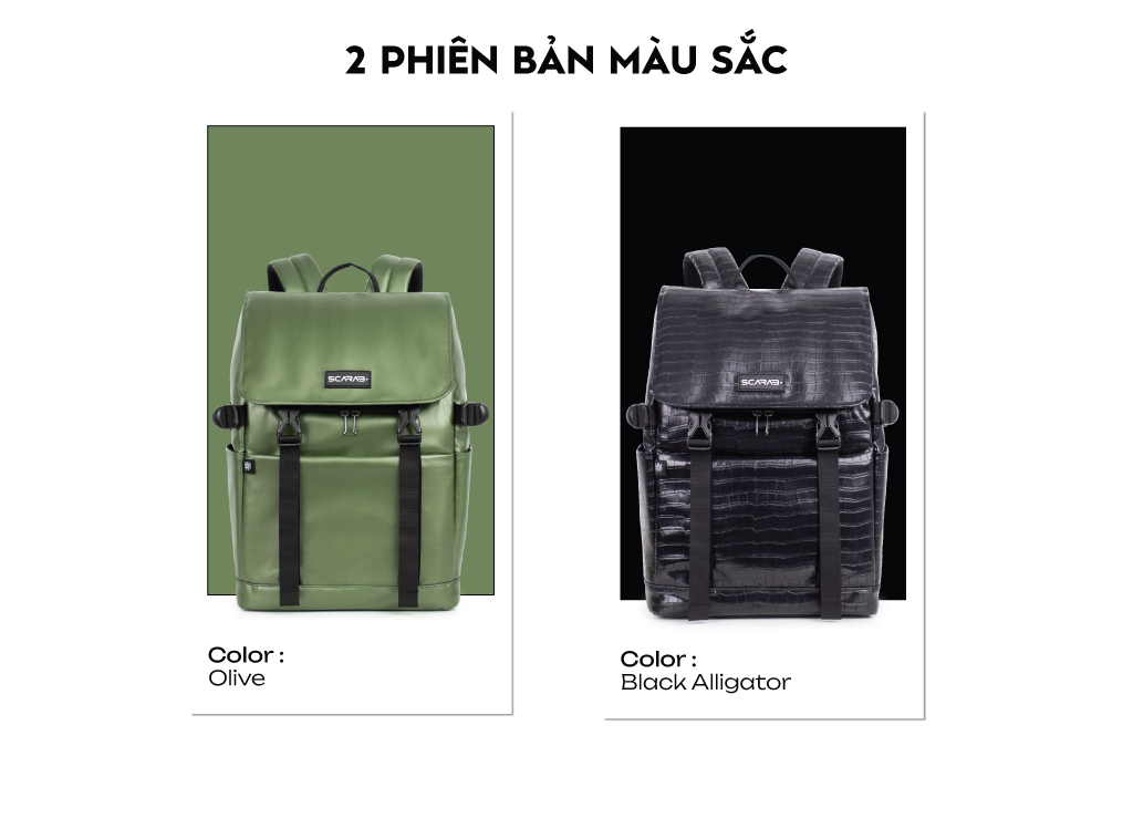 Mô tả Balo Da PU Thời Trang Scarab Urban Leather Backpack - Ba lô Đi Học Đi Làm Đựng Vừa Laptop 16inch - 3